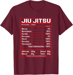 Funny Jiu Jitsu Nutrition Facts Bjj Fighter T-Shirt - T-Shirt | Maroon