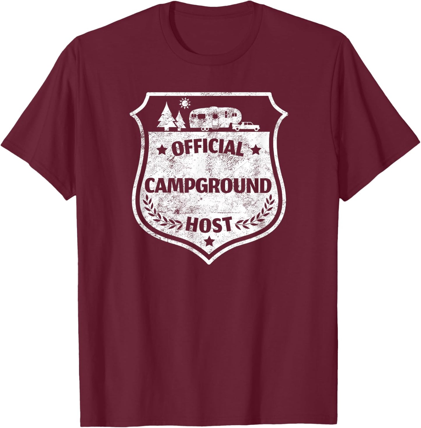 Official Campground Host Shirt Camping Volunteer RV Camper T-Shirt - T-Shirt | Maroon