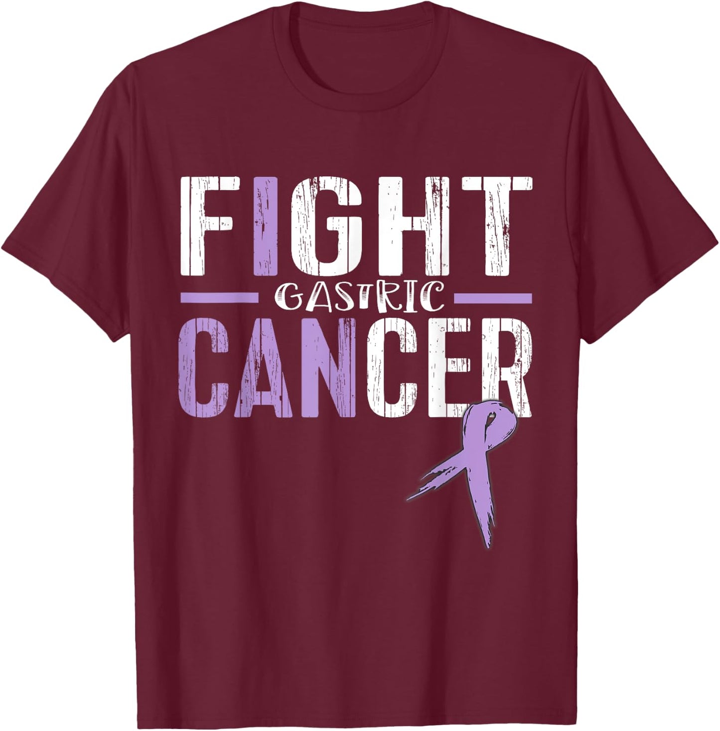 Gastric Cancer Awareness Ribbon Survivor Warrior T-Shirt - T-Shirt | Maroon