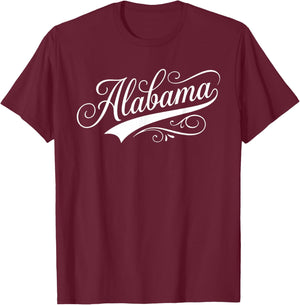 Vintage Alabama Script Swoosh Classic State Pride T-Shirt - T-Shirt | Maroon
