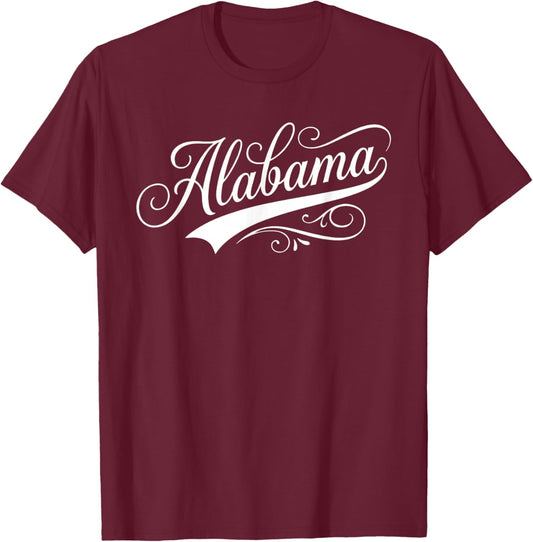 Vintage Alabama Script Swoosh Classic State Pride T-Shirt - T-Shirt | Maroon