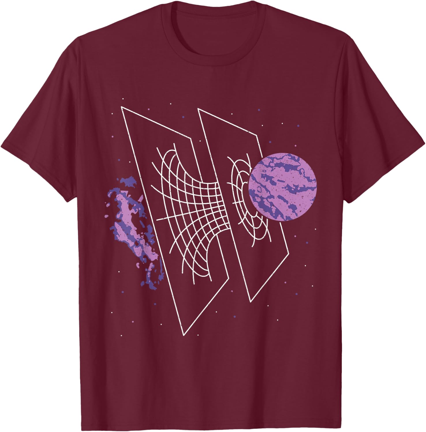 Science and Astronomy Enthusiast Designs Astrophysicists Time Warp Physics Wormhole Time Travel -Adults Black Small Modern Short Sleeve T-Shirt - T-Shirt | Maroon