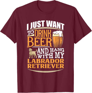 Labrador Retriever Beer T Shirt T-Shirt - T-Shirt | Maroon
