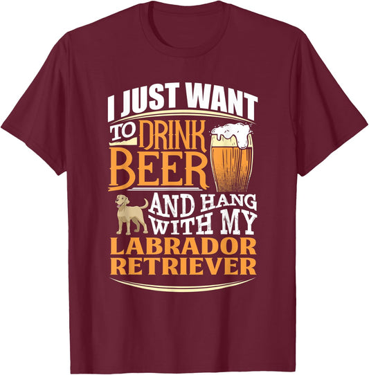 Labrador Retriever Beer T Shirt T-Shirt - T-Shirt | Maroon