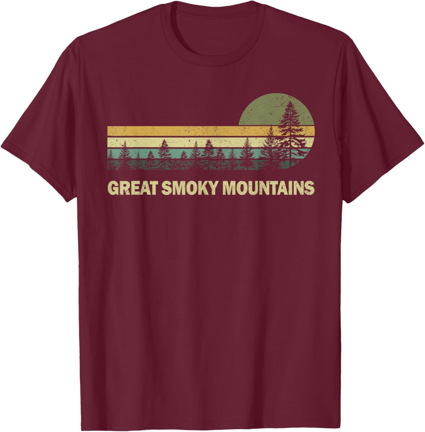 Vintage Great Smoky Mountain National Park Graphic Men Women T-Shirt - T-Shirt | Maroon