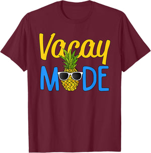Vacay Mode Pineapple Funny Family Vacation Beach Holiday Men Women Girls Kids T-Shirt - T-Shirt | Maroon