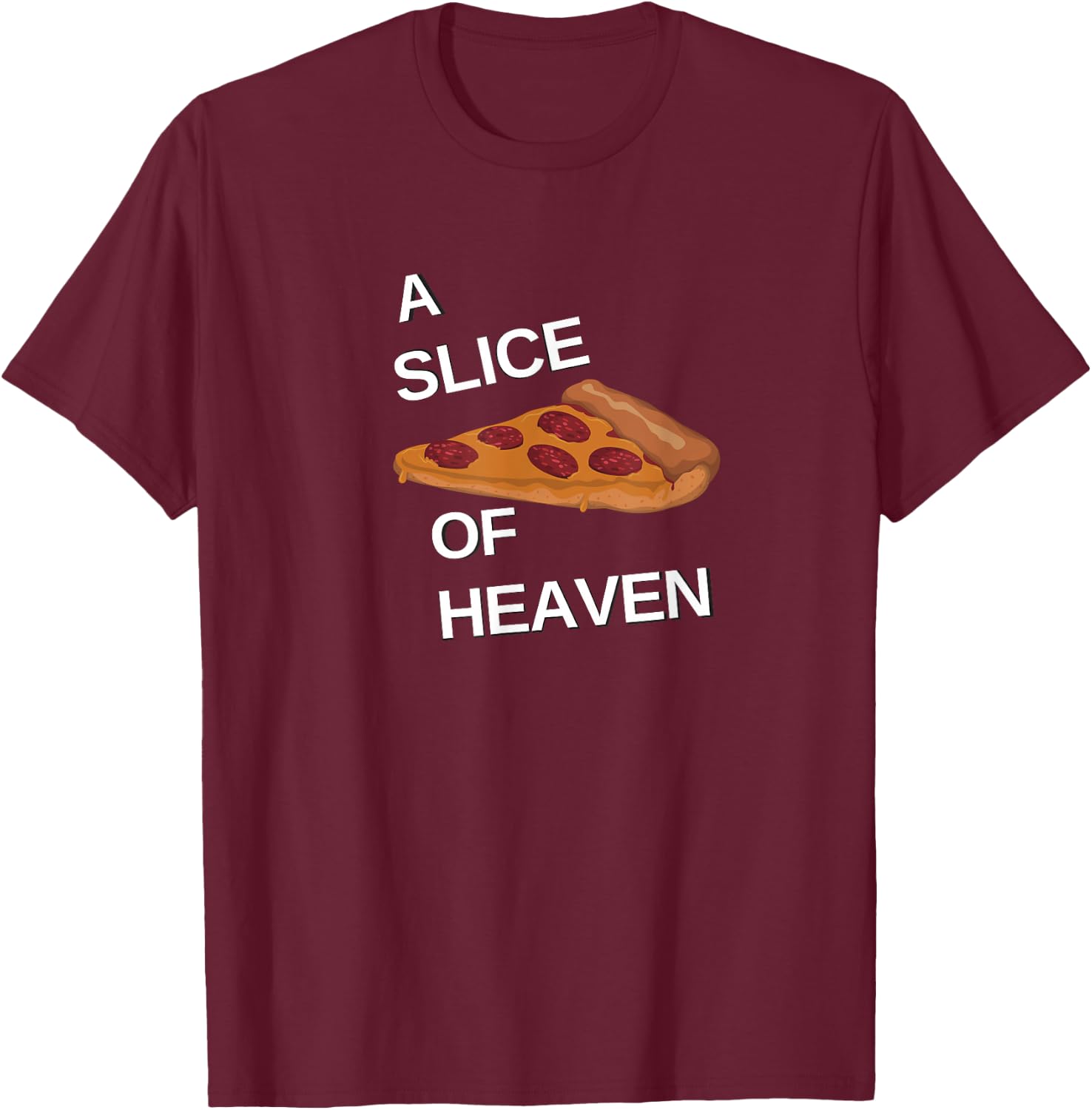 A Slice of Heaven white print dark T-Shirt - T-Shirt | Maroon