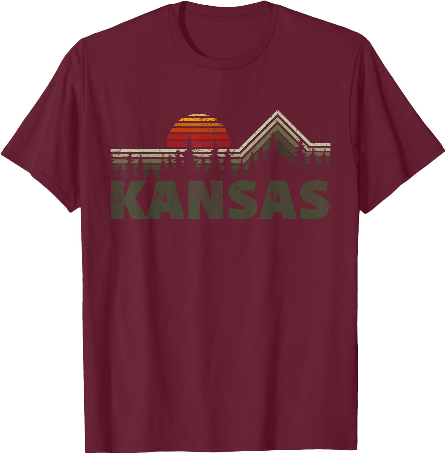Kansas Retro Nature T-Shirt - T-Shirt | Maroon