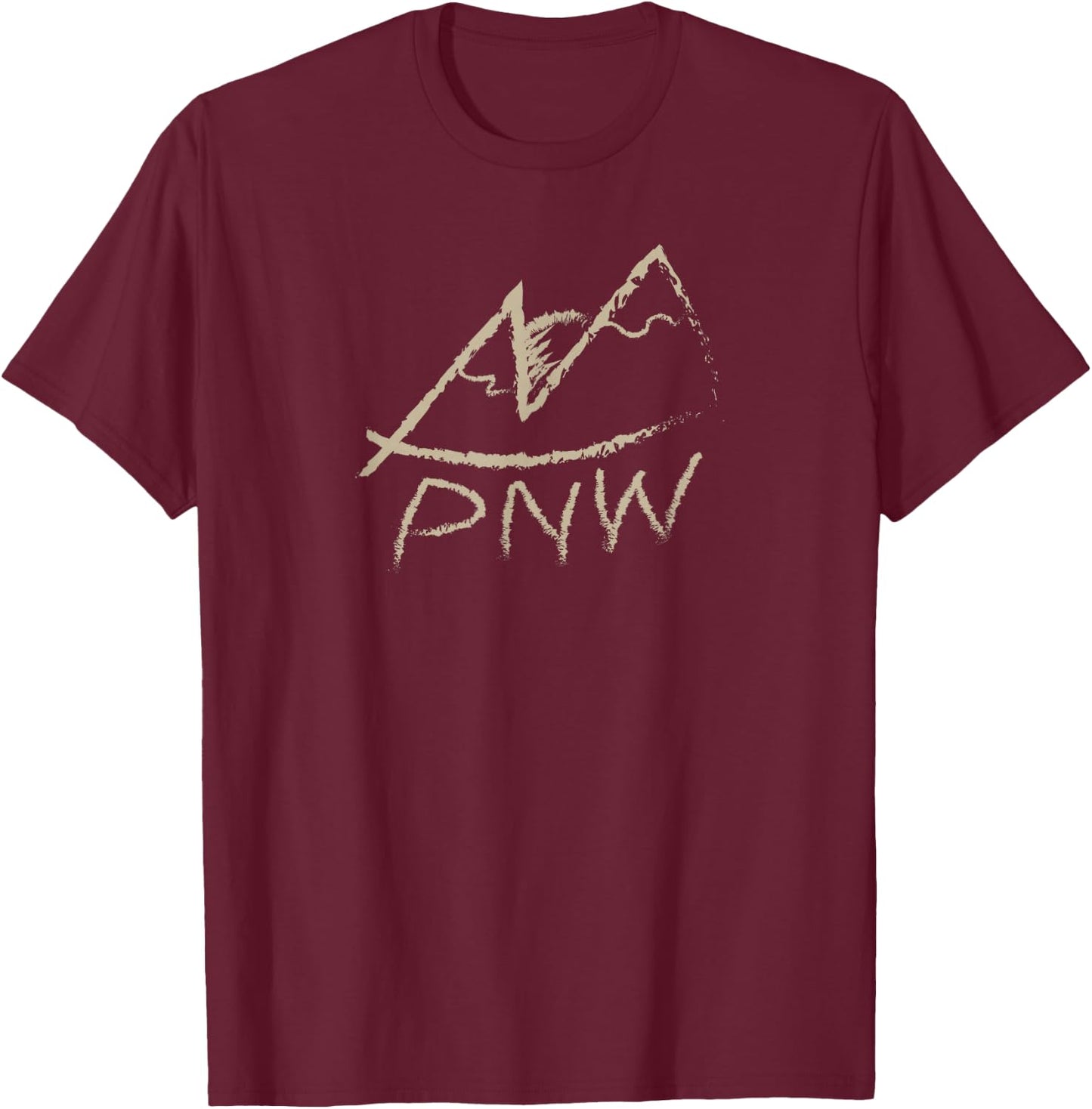 Pacific Northwest PNW Hiking Outdoors Mountain Design T-Shirt - T-Shirt | Maroon