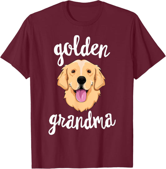 Golden Retriever Grandma Mother Fur Mom Dog Puppy Adopt T-Shirt - T-Shirt | Maroon