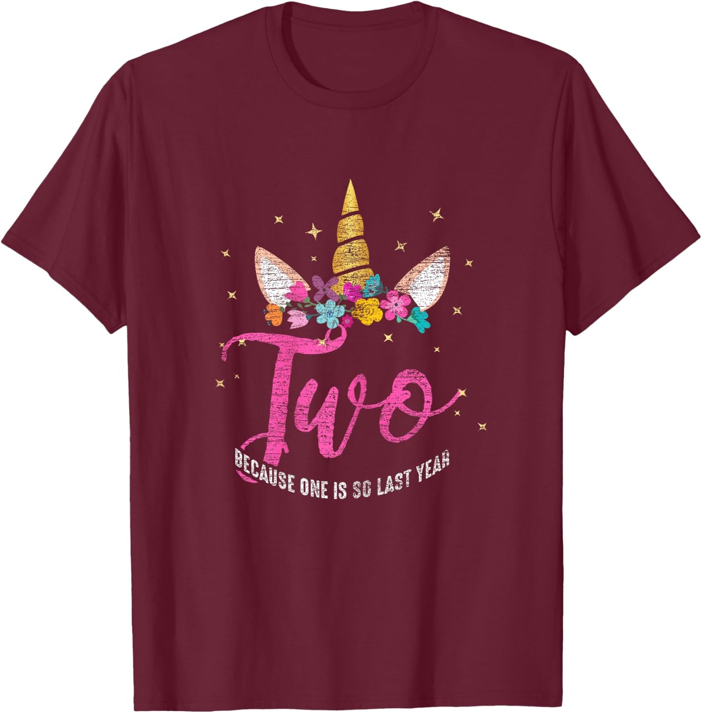 2 Years Old Birthday Girl Gifts Unicorn 2nd Birthday T-Shirt - T-Shirt | Maroon