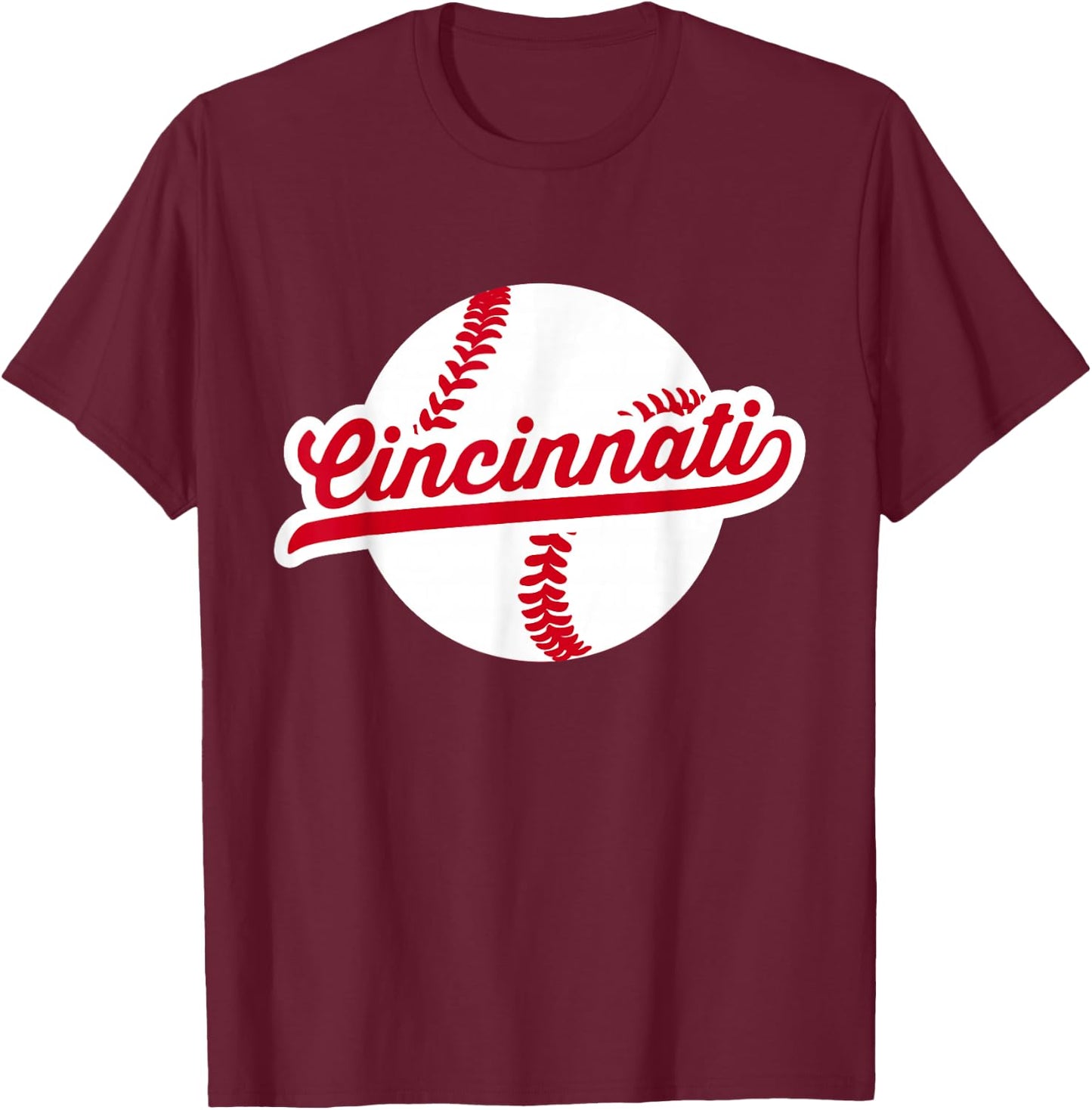 Cincinnati Baseball Vintage Ohio Pride Love City Red T-Shirt - T-Shirt | Maroon