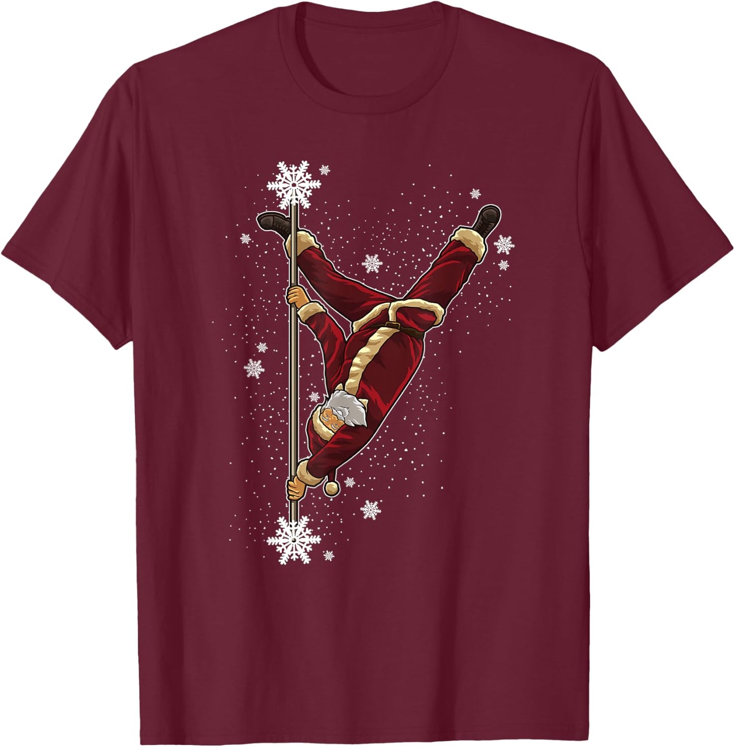 Pole Dance Santa Claus - Pole Fitness During Xmas Time T-Shirt - T-Shirt | Maroon