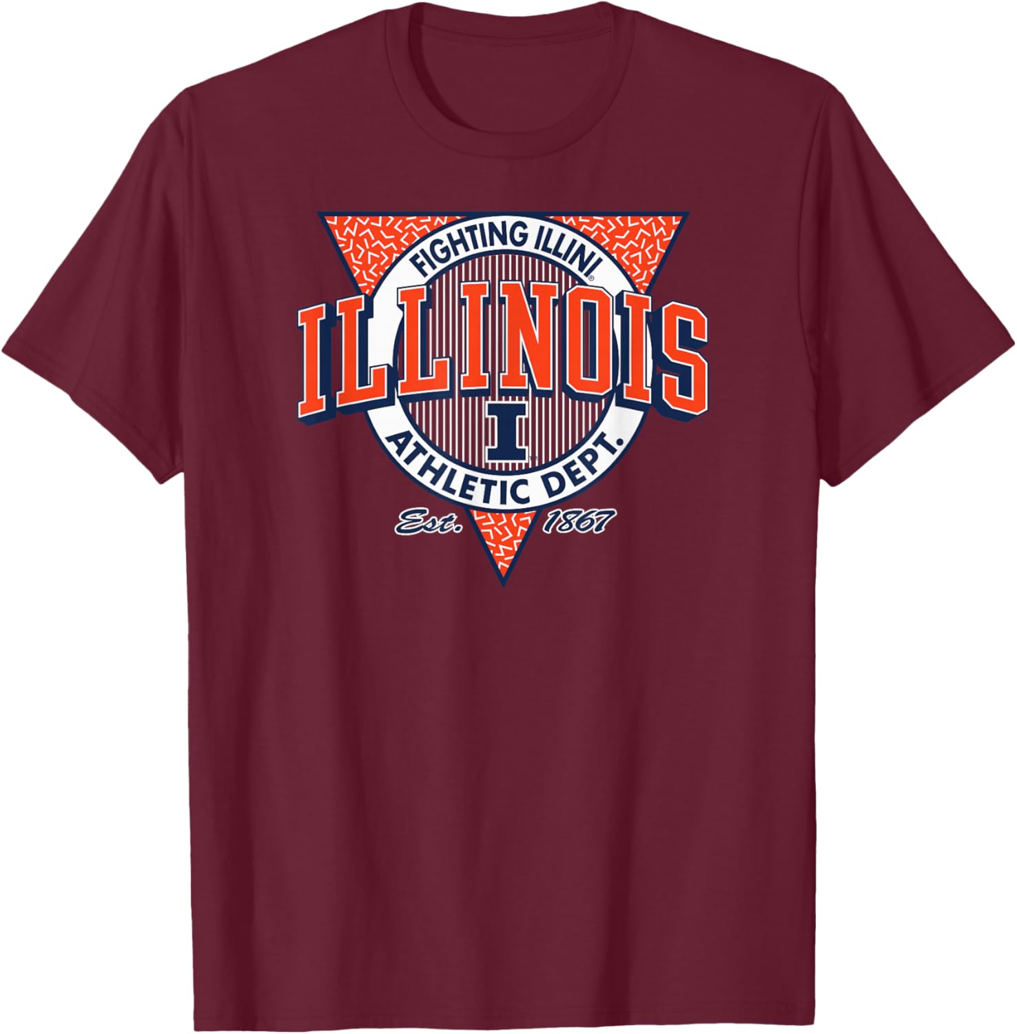 Illinois Fighting Illini Retro Triblock Dark Heather T-Shirt - T-Shirt | Maroon