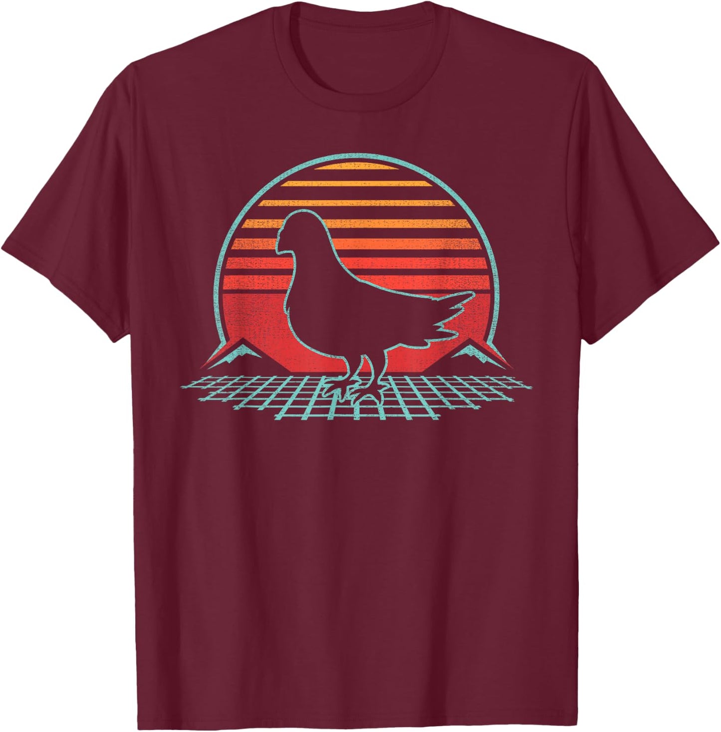 Pigeon Lover Bird Animal Retro Vintage 80s Style T-Shirt - T-Shirt | Maroon