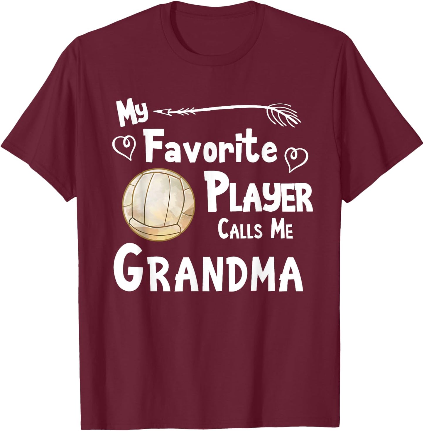 Grandma Volleyball Game Fan Sports Favorite Player T-Shirt - T-Shirt | Maroon