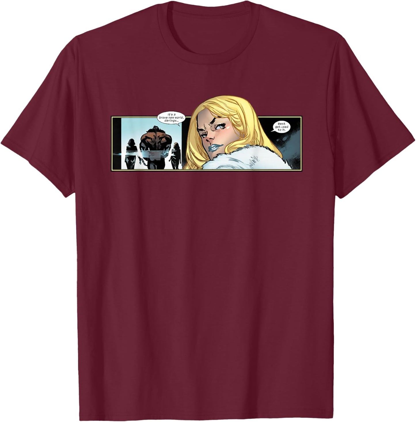 Marvel House of X Emma Frost Brave New World Comic Panel T-Shirt - T-Shirt | Maroon