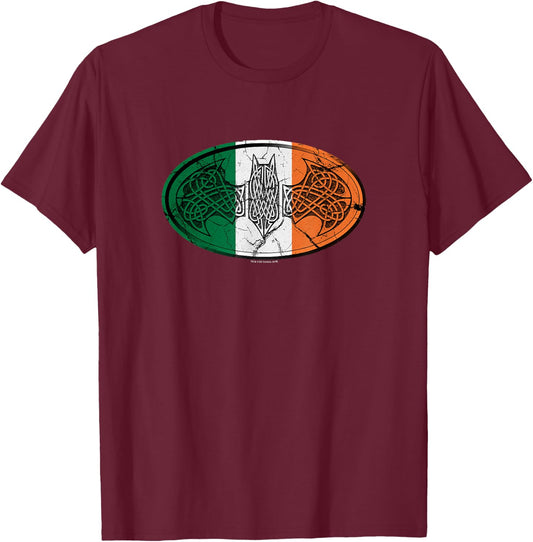 Batman Irish Celtic Symbol T-Shirt - T-Shirt | Maroon