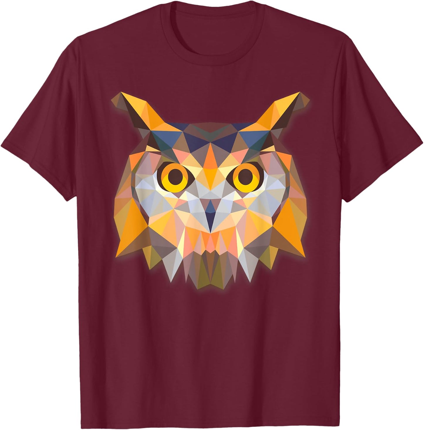 OWL HEAD Beautiful Snowy Owl Great Horned Owl Bird T-Shirt - T-Shirt | Maroon