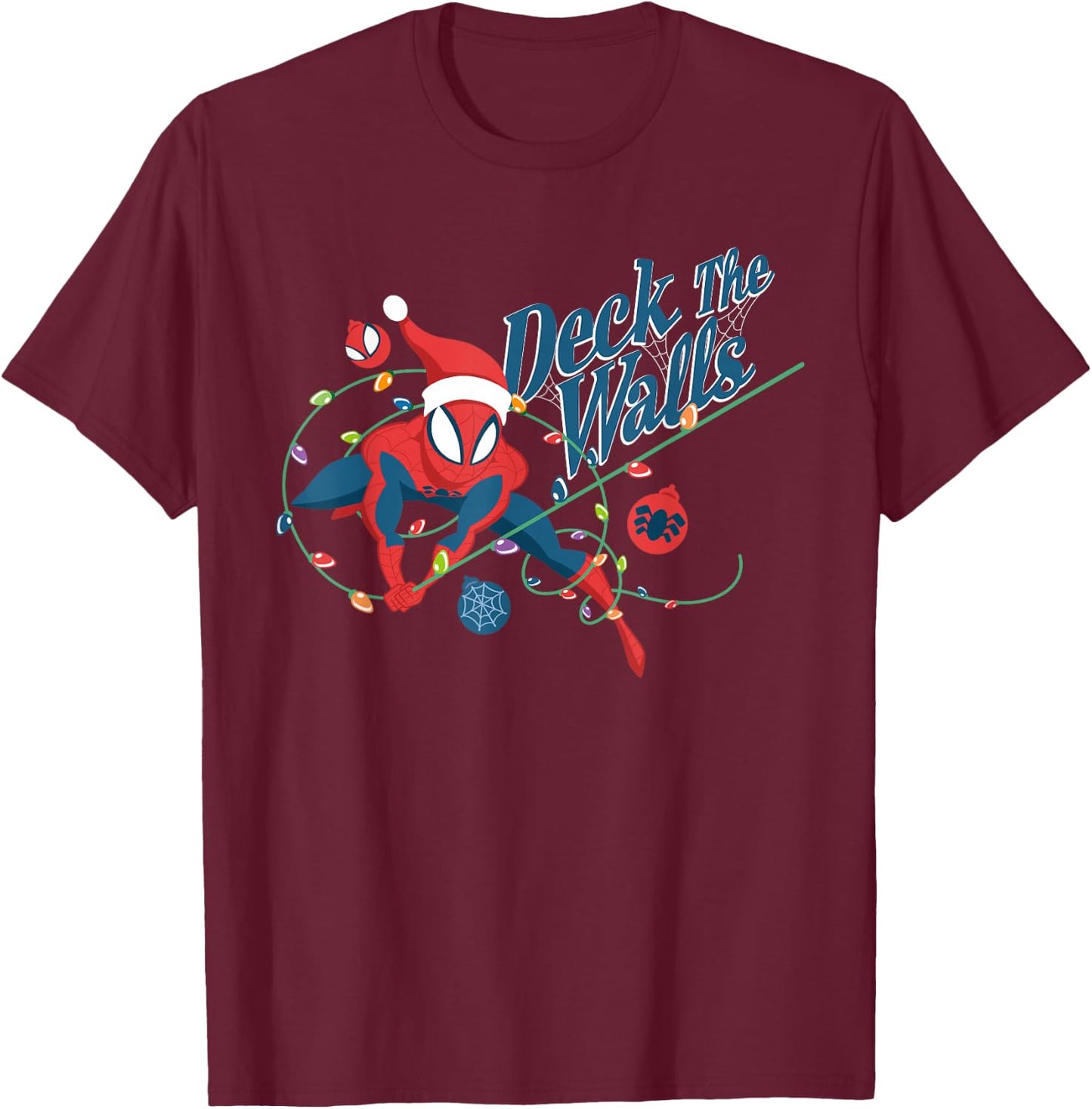 Marvel Spider-Man Deck The Walls Holiday T-Shirt - T-Shirt | Maroon