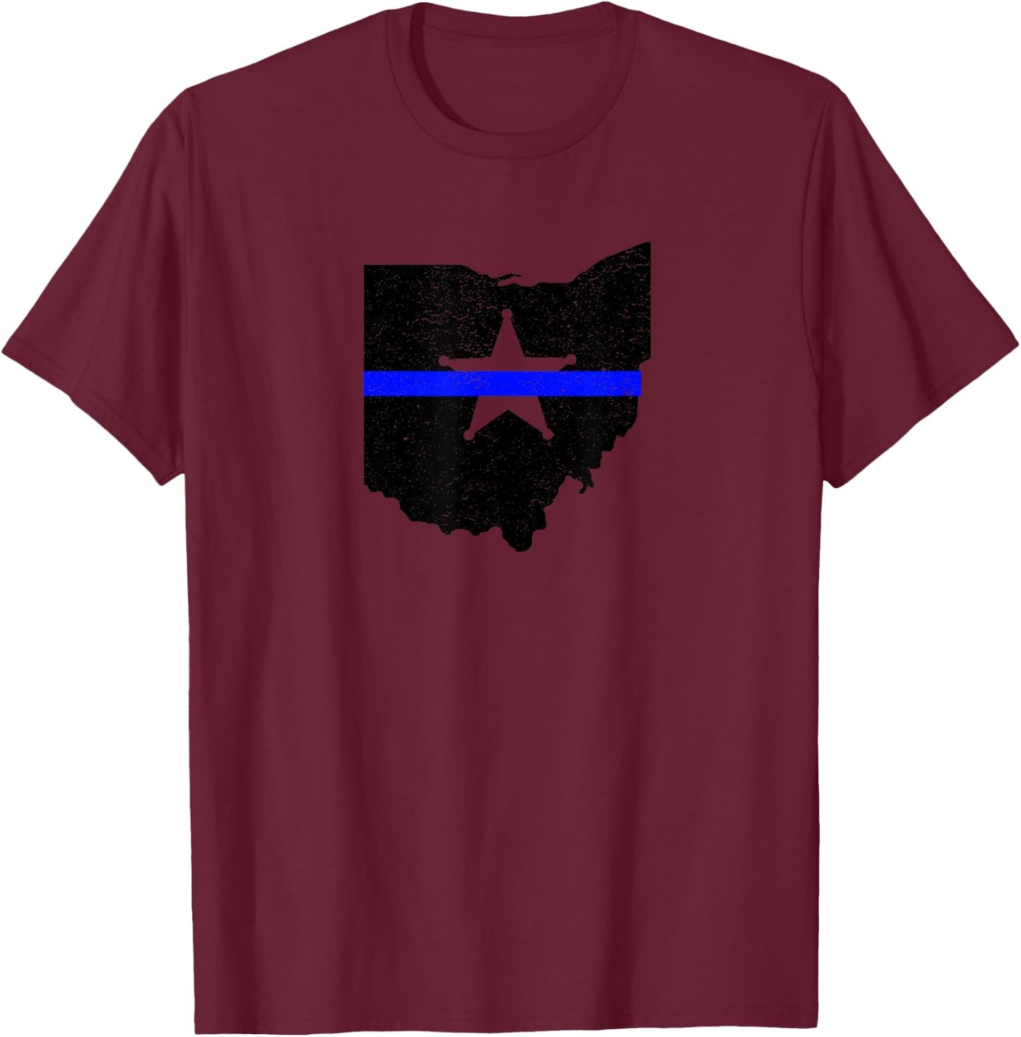 Ohio Thin Blue Line Law Enforcement Deputy Sheriff Gift T-Shirt - T-Shirt | Maroon