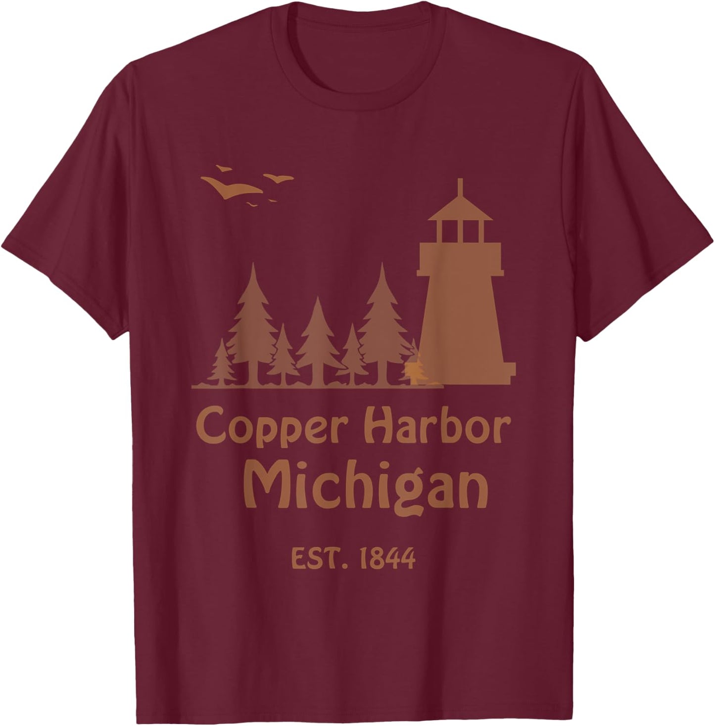Summer in Copper Harbor Michigan Travel Apparel Men Women T-Shirt - T-Shirt | Maroon