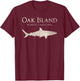Retro Oak Island NC Shark T-Shirt - T-Shirt | Maroon