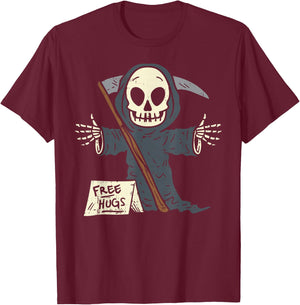 Free Hugs Grim Reaper Funny Pun Scary Halloween Costume Boys T-Shirt - T-Shirt | Maroon
