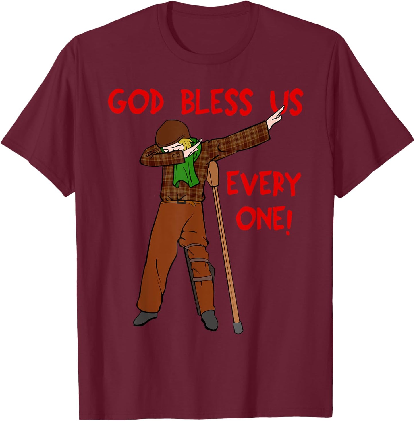 A Christmas Carol Shirt - Dabbing Tiny Tim T-Shirt - T-Shirt | Maroon