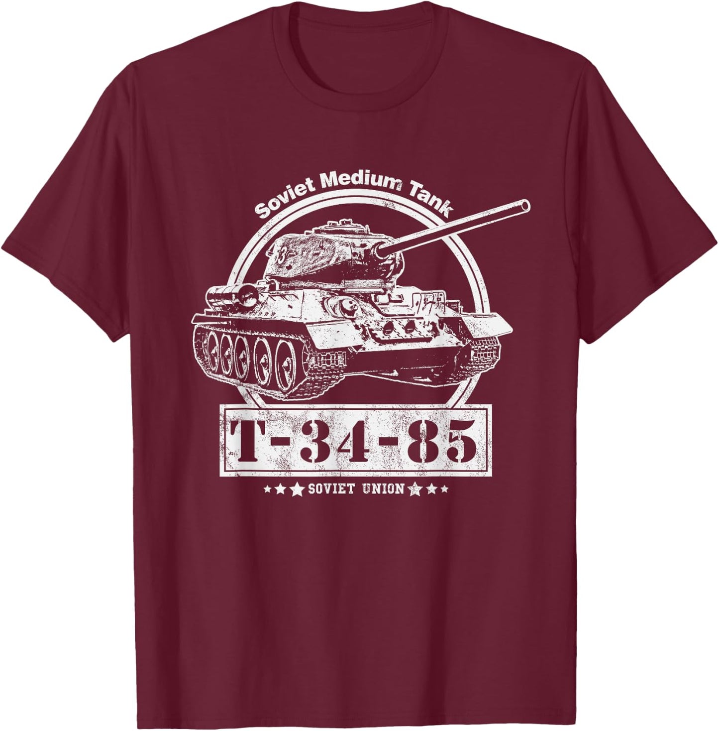 T-34-85 Soviet WW2 Tank T-Shirt - T-Shirt | Maroon