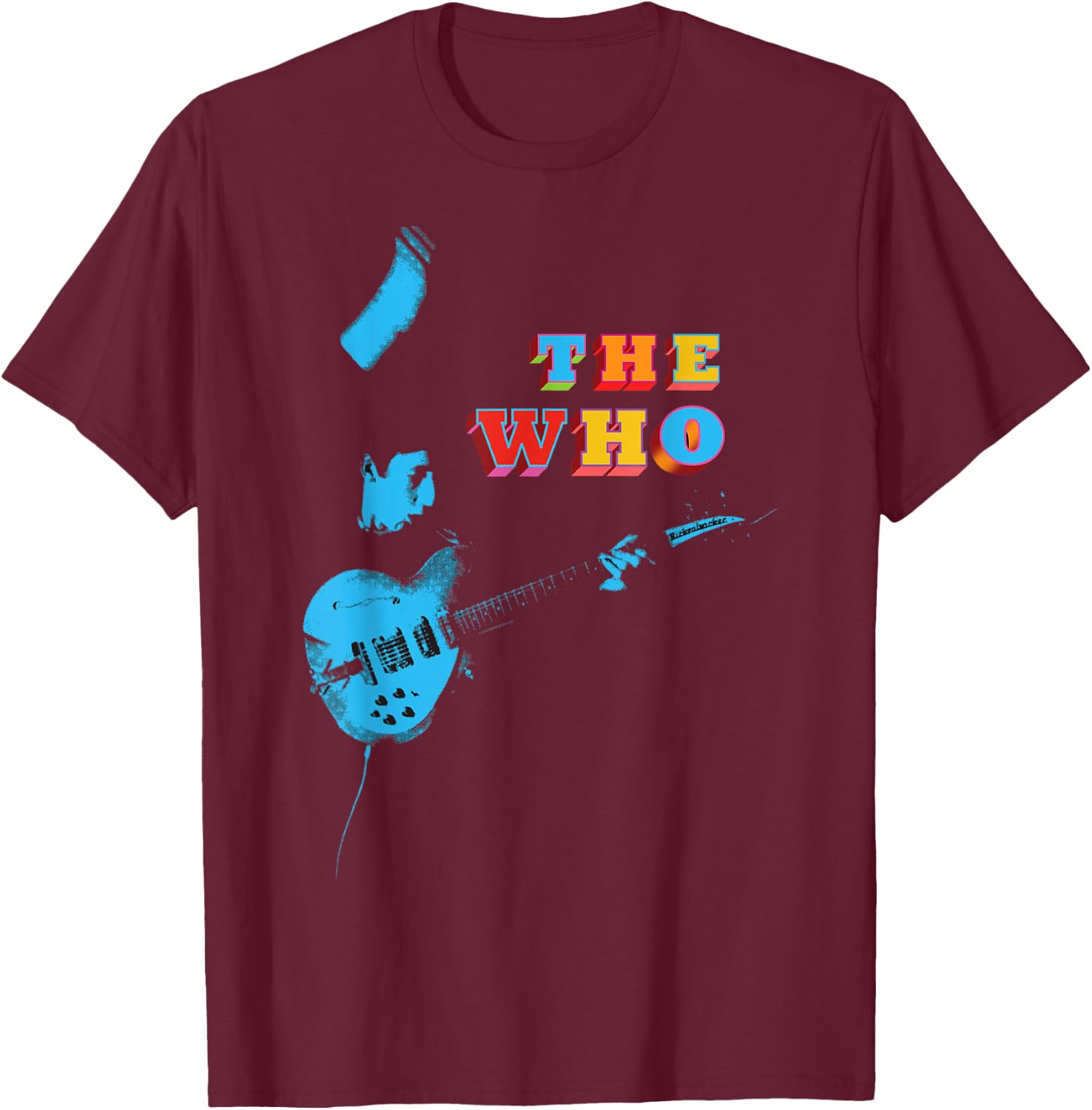 The Who Official Blue Guitar T-Shirt - T-Shirt | Maroon
