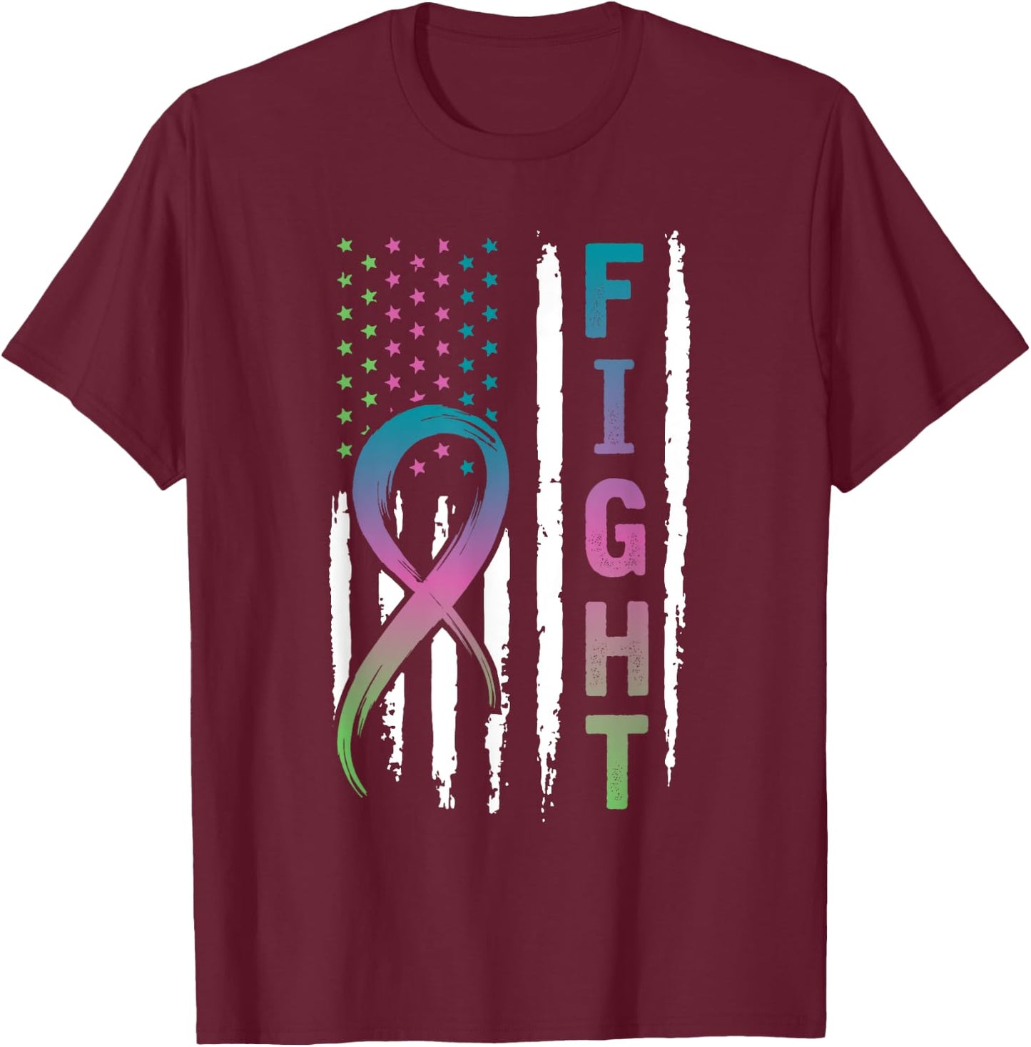 Distressed American Flag Metastatic Breast Cancer Men T-Shirt - T-Shirt | Maroon