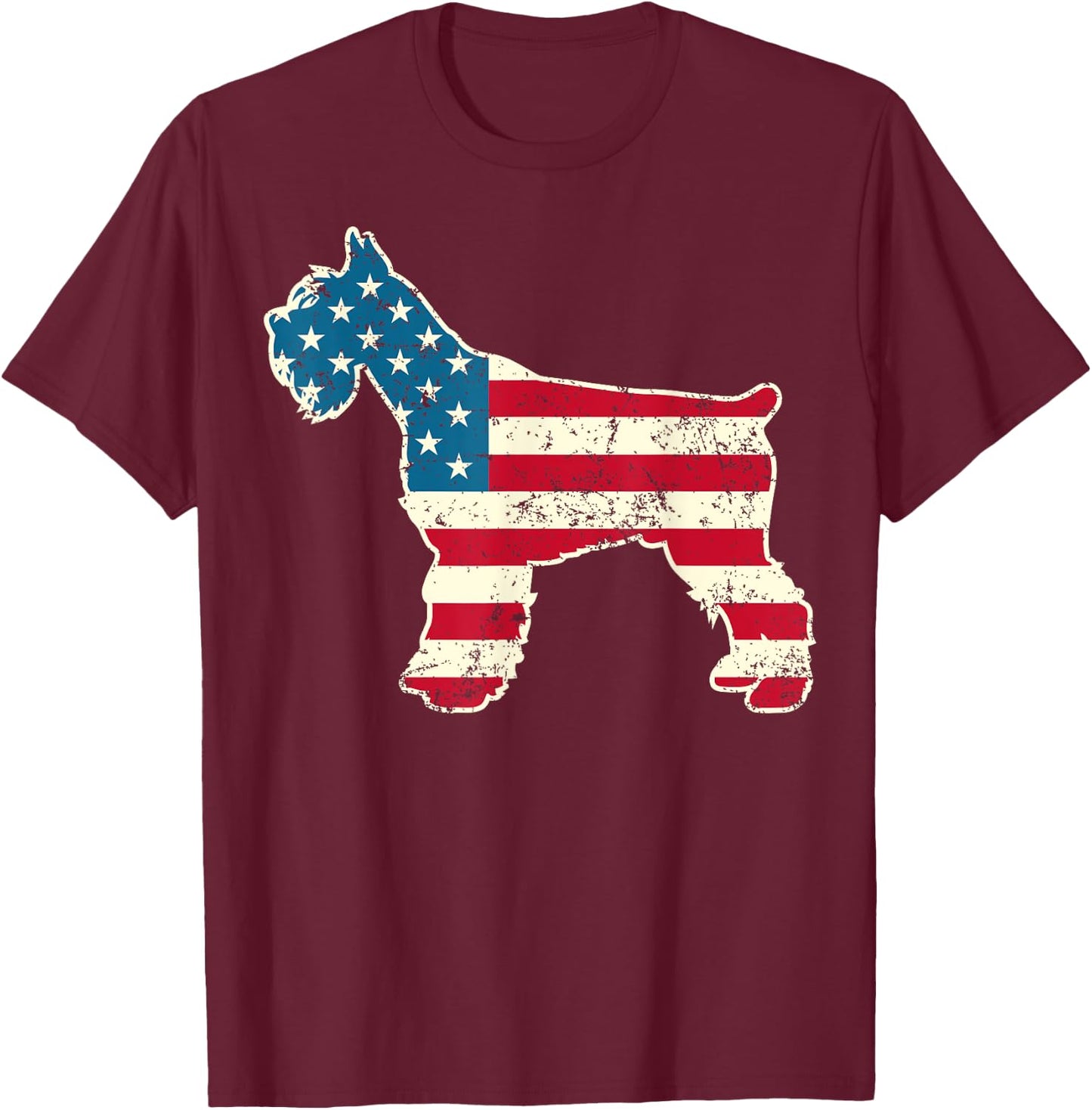Schnauzer 4th of July Dog Lover Gifts Men USA American Flag T-Shirt - T-Shirt | Maroon