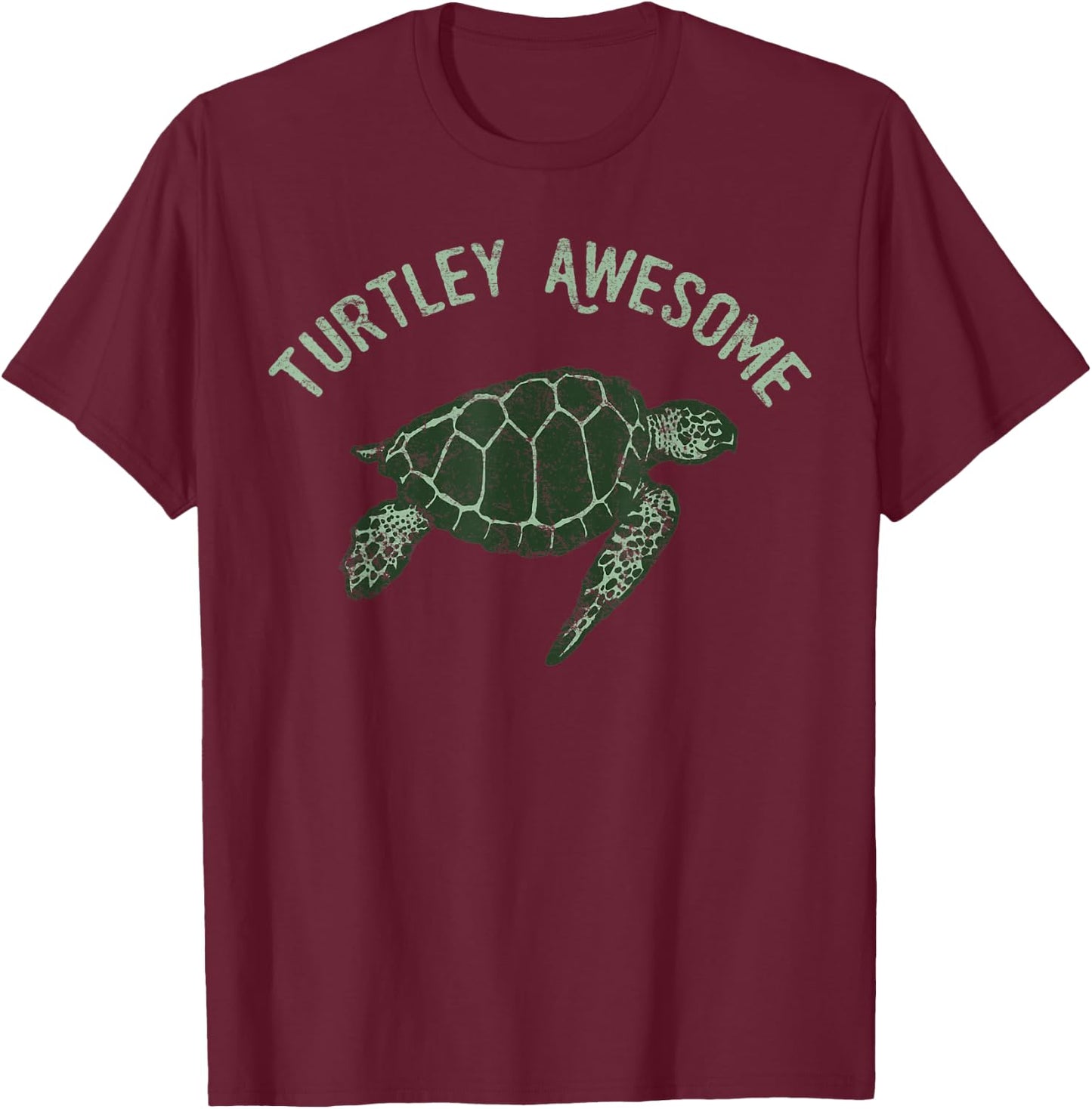 Cool Turtle Shirt Shop Turtley Awesome - Funny Turtle Pun - Blue, Small T-Shirt - T-Shirt | Maroon