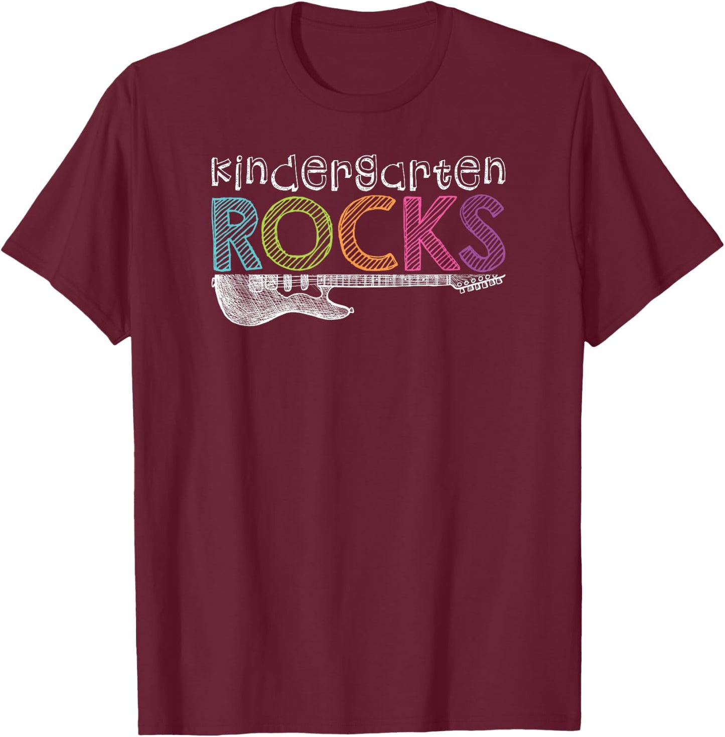 Kindergarten Rocks With Guitar Kids T-Shirt - T-Shirt | Maroon
