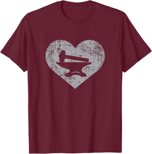I Love Blacksmithing Shirt, Blacksmith Heart Gift T-Shirt - T-Shirt | Maroon