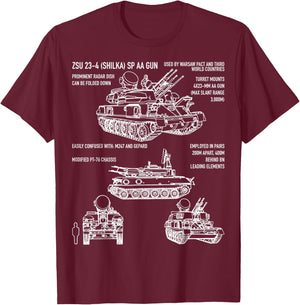 ZSU 23 Shilka Russian Anti-Flight Gift T-Shirt - T-Shirt | Maroon