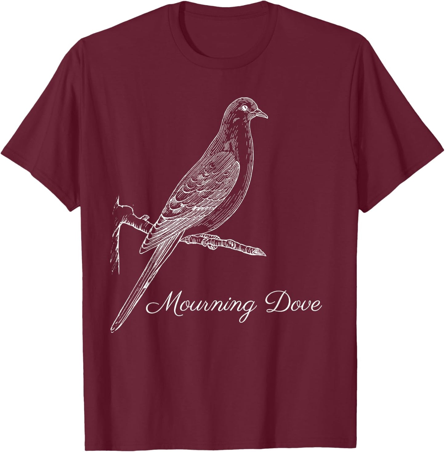Mourning Dove Bird Shirt Ornithology White Lines T-Shirt - T-Shirt | Maroon