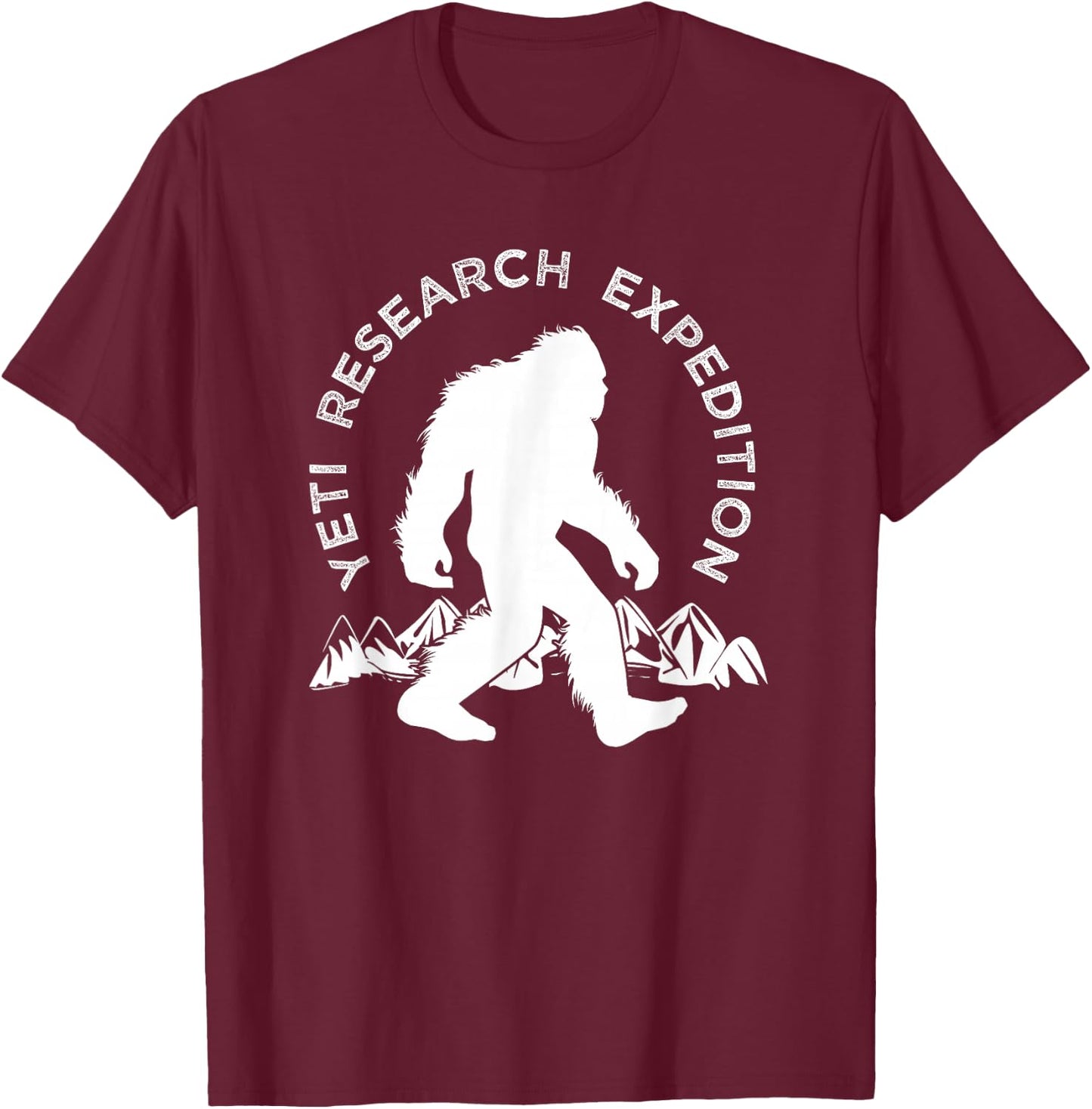 Yeti Research Expedition , Mountain Snowman T-Shirt - T-Shirt | Maroon