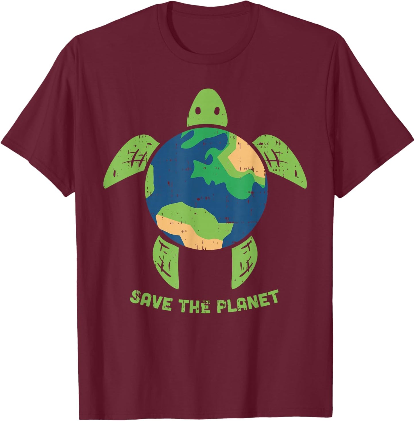 Save The Planet Earth Day Environment Turtle Recycle Ocean T-Shirt - T-Shirt | Maroon