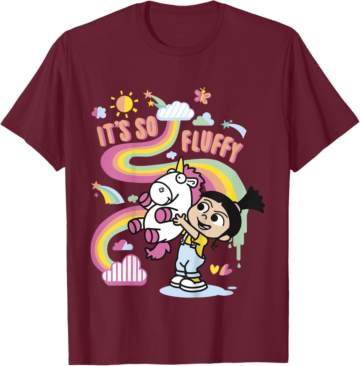 Despicable Me Minions Agnes Unicorn Rainbow Graphic T-Shirt - T-Shirt | Maroon