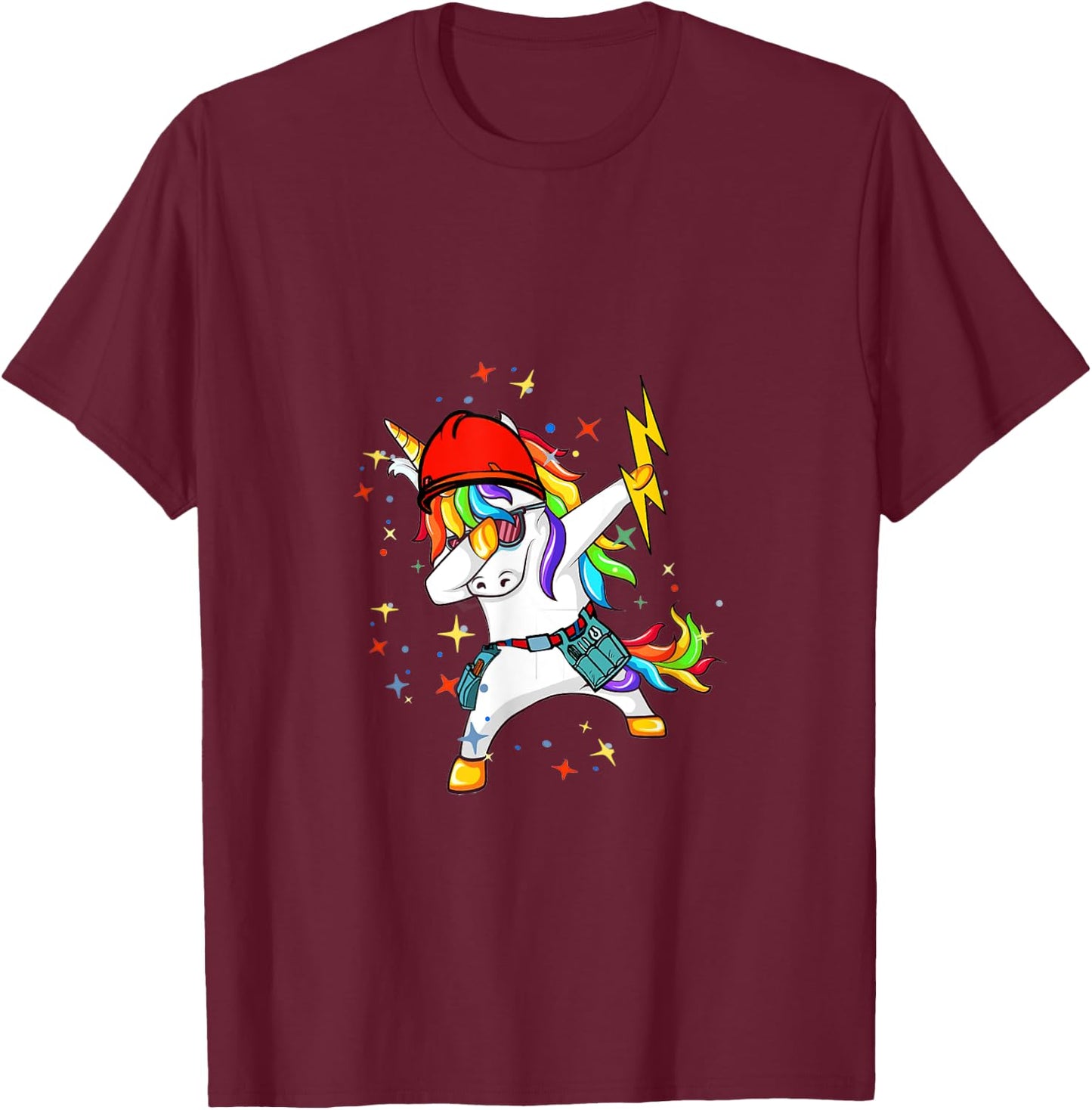 Electrician Unicorn T-Shirt - T-Shirt | Maroon