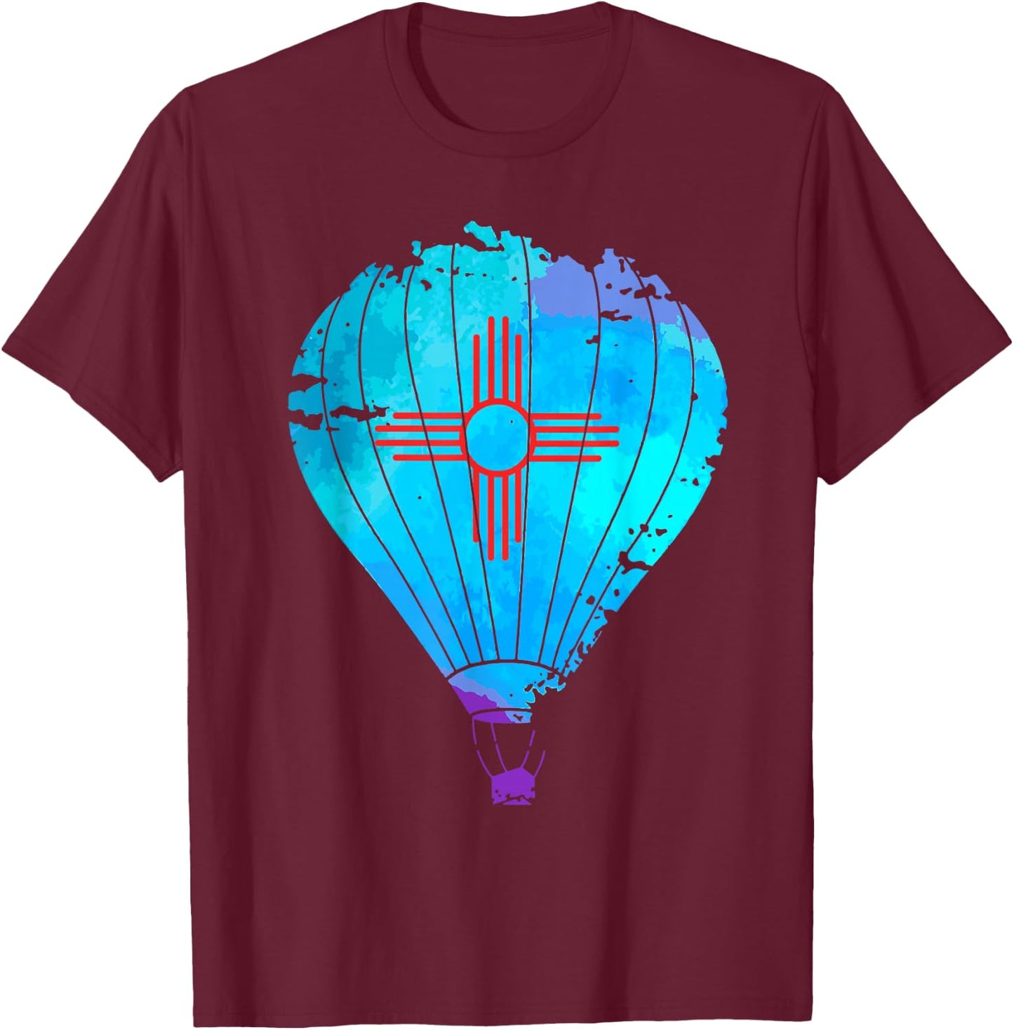 New Mexico Festival Hot Air Balloon Zia Gift T Shirt T-Shirt - T-Shirt | Maroon