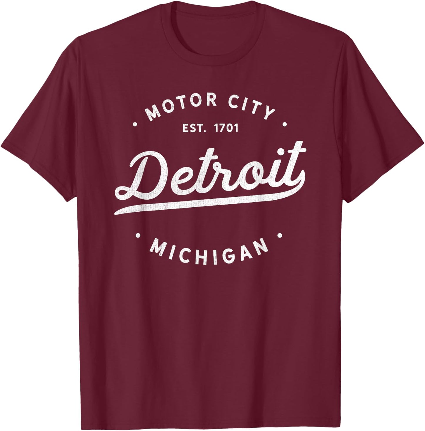 Classic Retro Vintage Detroit Michigan Motor City T-Shirt - T-Shirt | Maroon