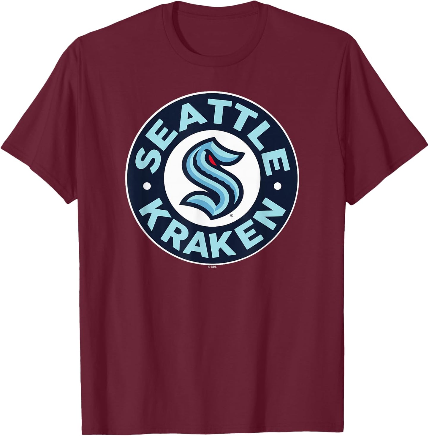 Seattle Kraken Symbol Black Officially Licensed T-Shirt - T-Shirt | Maroon