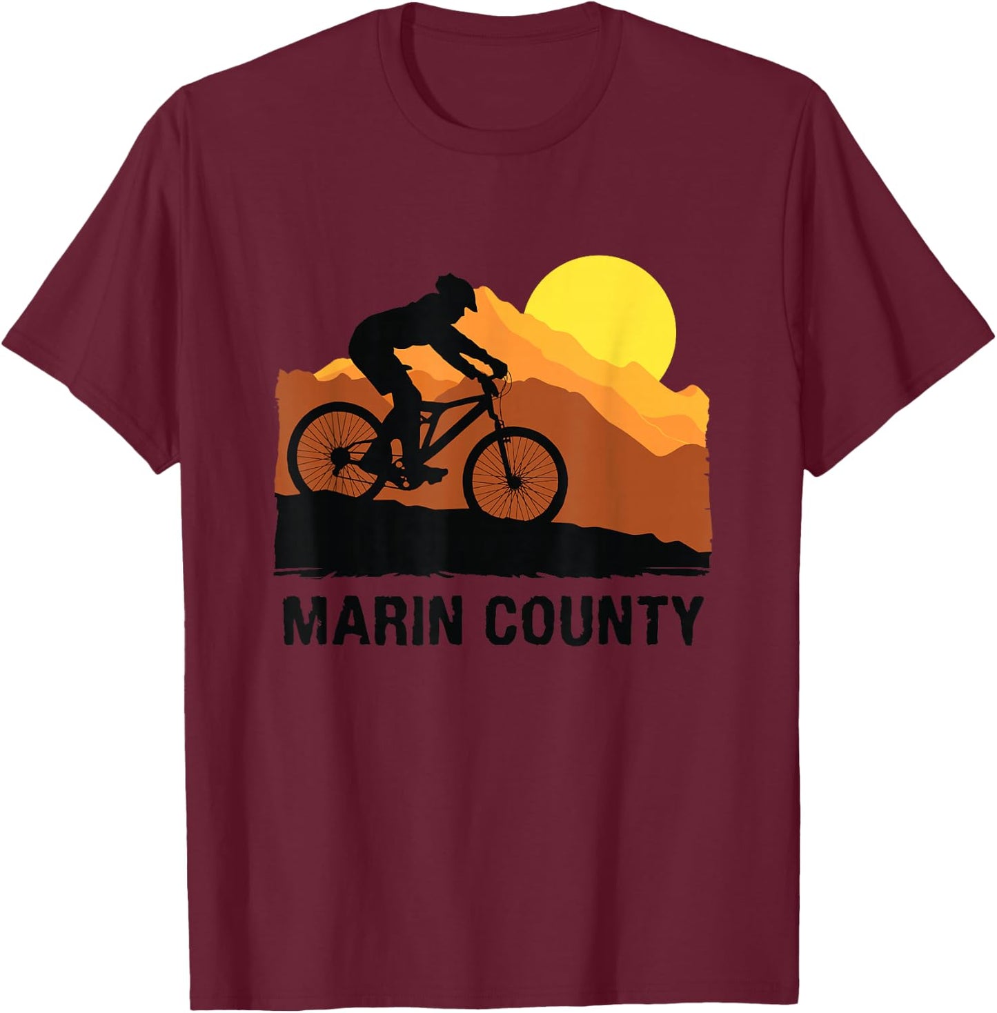 Marin County T Shirt | Mountain Biking T Shirt | Mount Tam T-Shirt - T-Shirt | Maroon