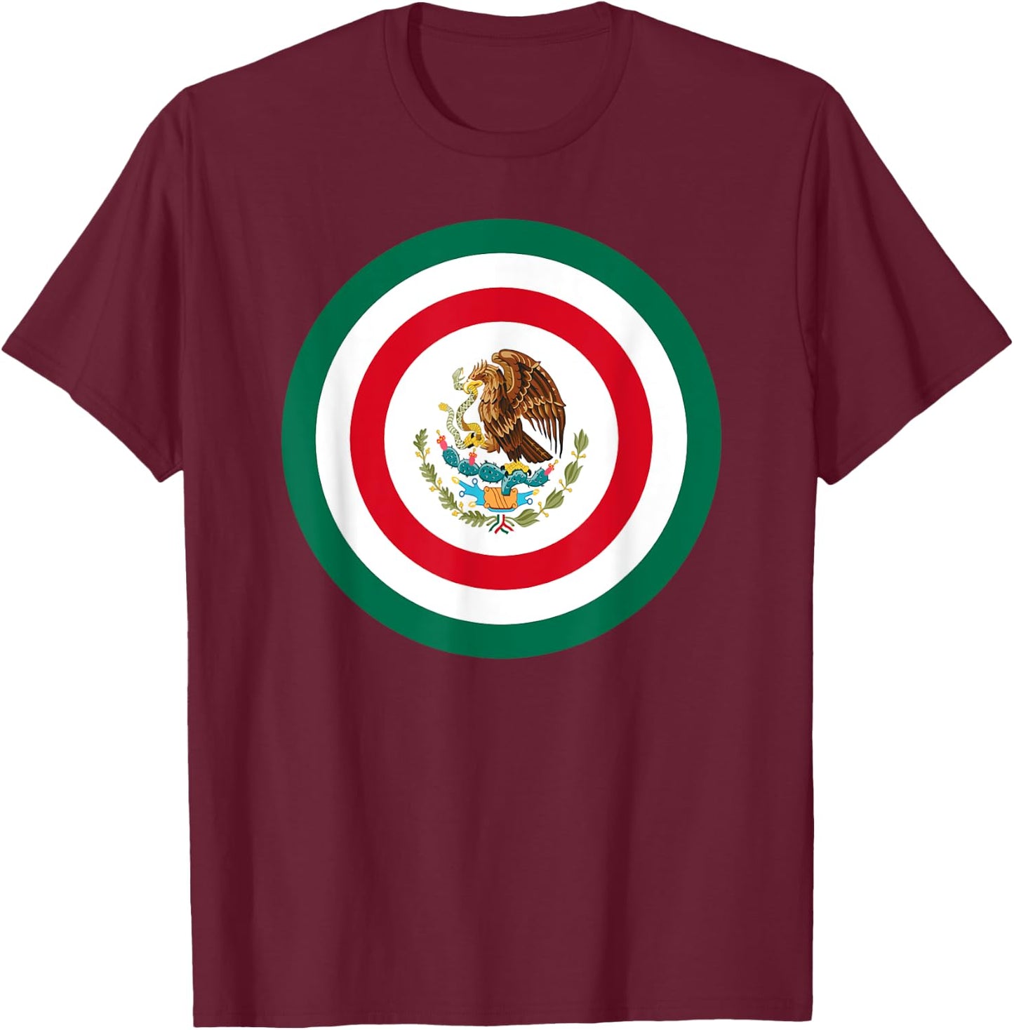 Captain Mexico Shirt Mexican Flag Superhero Shield T-Shirt - T-Shirt | Maroon