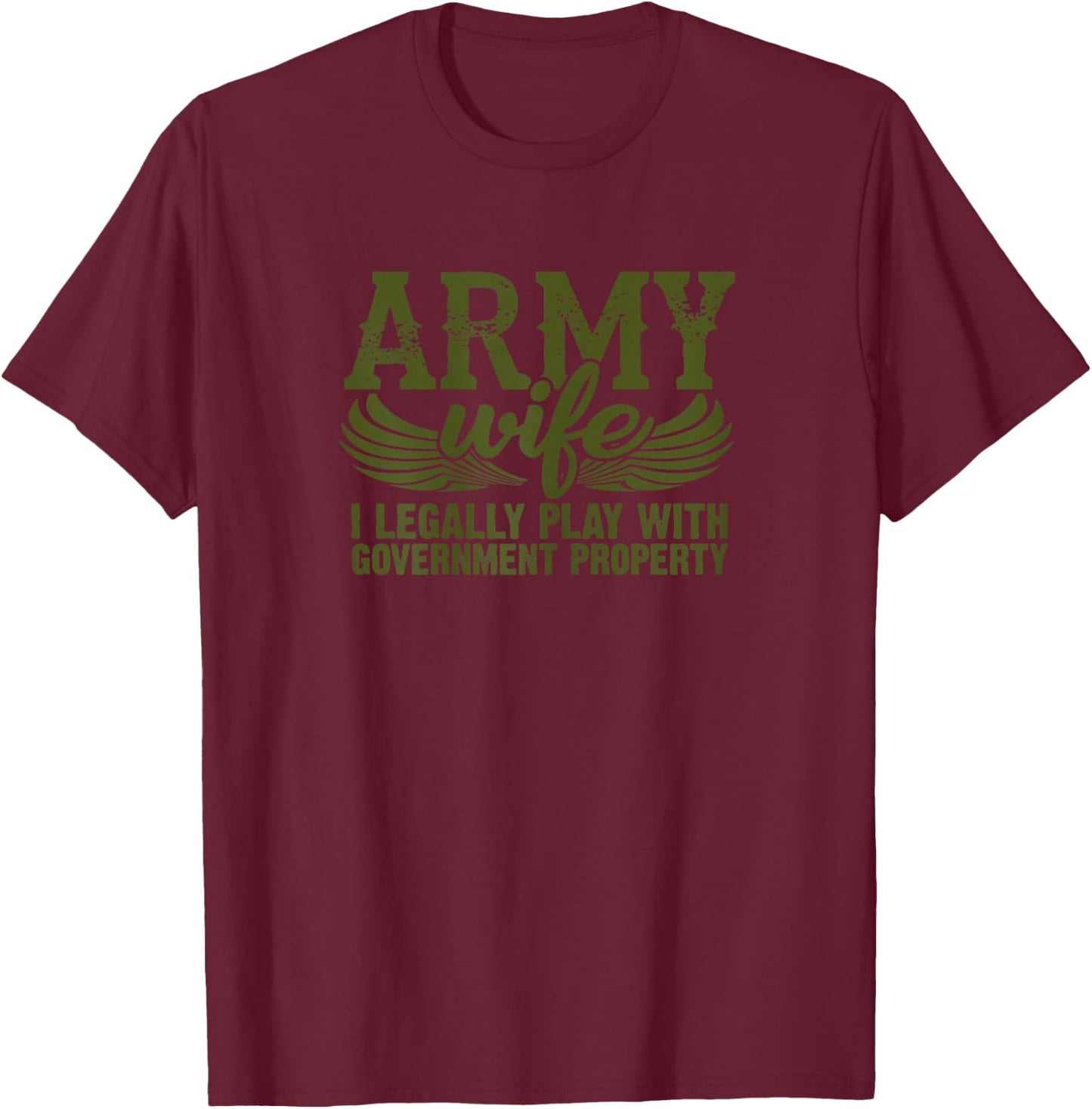 Army Veteran Wife Shirt Pink Army Wife Shirt T-Shirt - T-Shirt | Maroon
