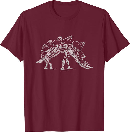 Stegosaurus Dinosaur Skeleton Fossil Dino Bones T-Shirt - T-Shirt | Maroon
