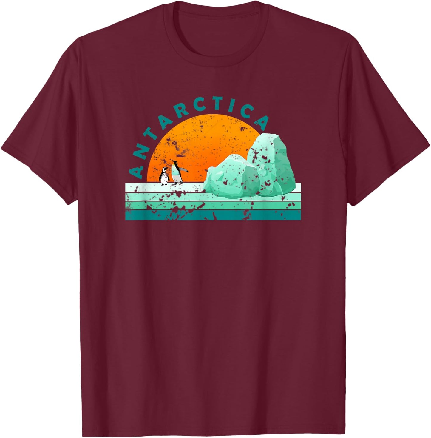 Bethcentral Vacation Gifts Antarctica - Tourist Vintage Vacation Black Small Retro Graphic T-Shirt - T-Shirt | Maroon